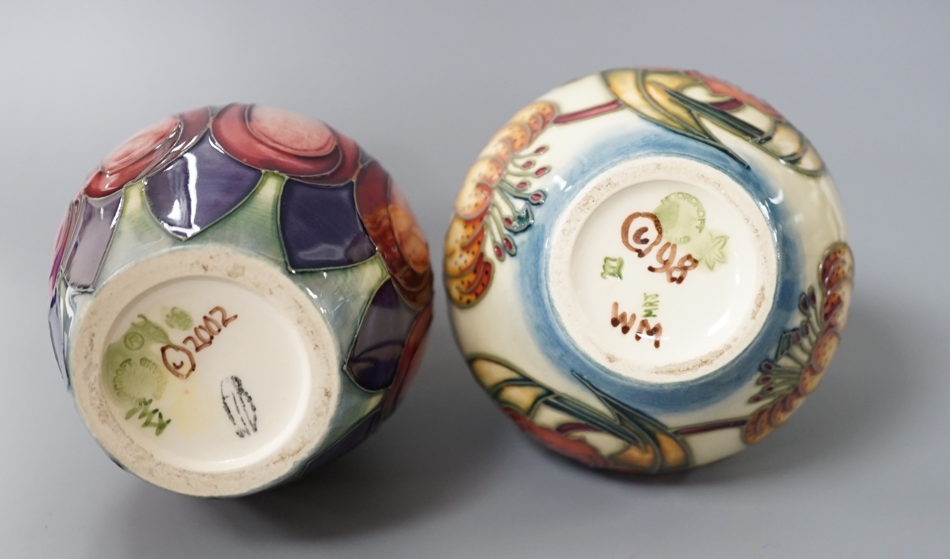 A Moorcroft ‘Anna Lily’ squat vase and a Moorcroft ‘April Tulips’ 13.5cm